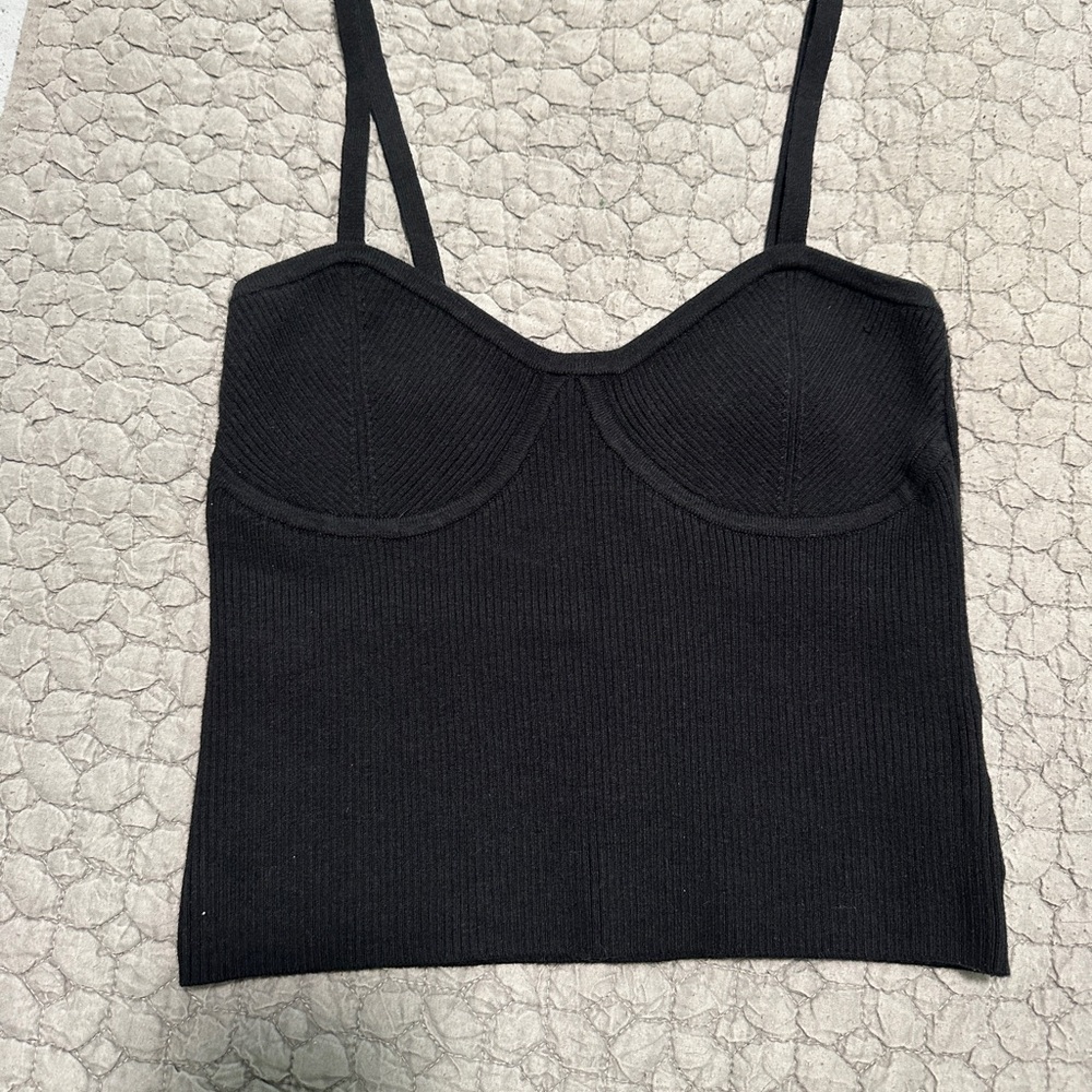 Madewell Corset-Detail Cropped Sweater Tank